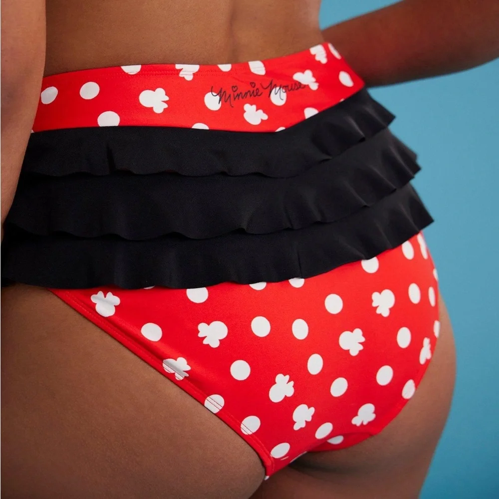 Set! Disney Minnie Mouse Polka Dot Ruffle Swim (Top &‎ Bottoms) Hot Topic